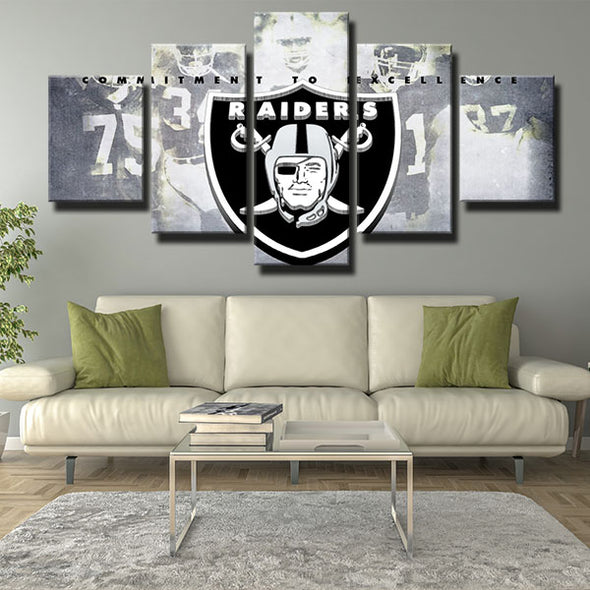 5 piece modern art canvas The Silver and Black player logo wall decor-1208 (3)