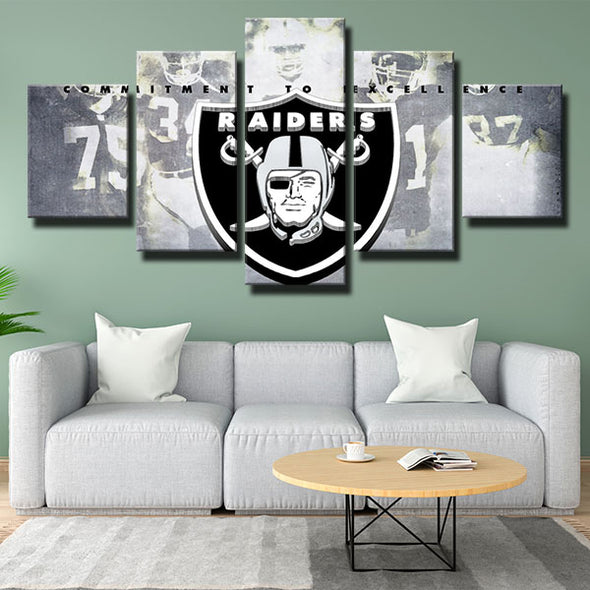 5 piece modern art canvas The Silver and Black player logo wall decor-1208 (4)