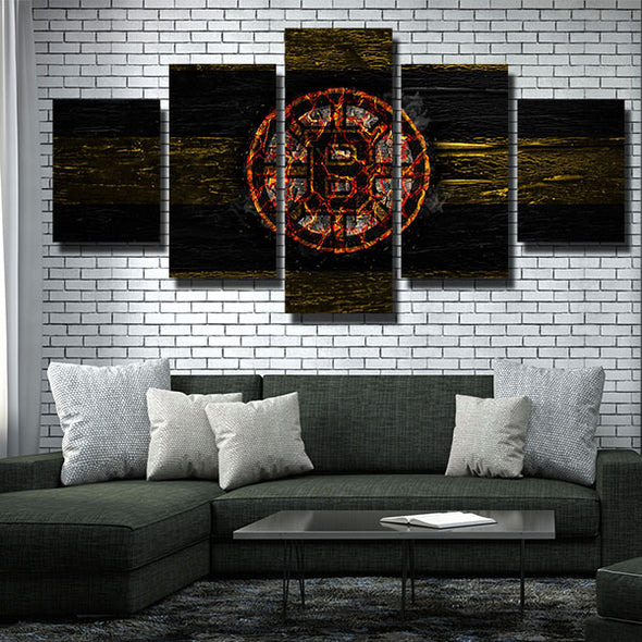 5 piece modern art canvas prints B's Burn wood logo live room decor-1211 (3)