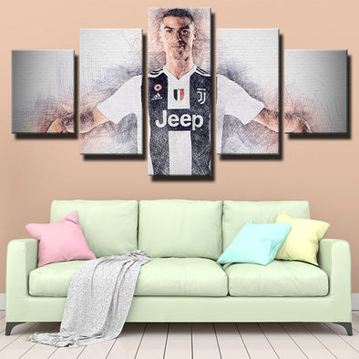 5 piece modern art canvas prints JUV Ronaldo Smile live room decor -1308 (1)