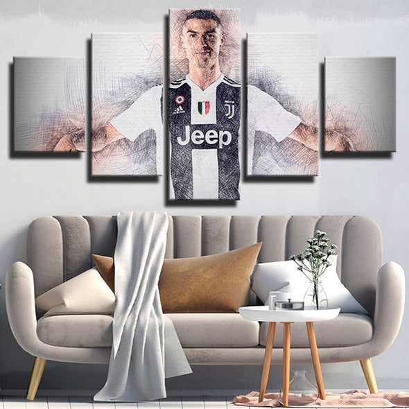 5 piece modern art canvas prints JUV Ronaldo Smile live room decor -1308 (2)