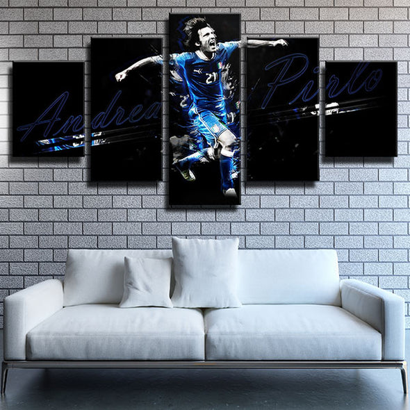 5 piece modern art canvas prints Juve Pirlo black and blue wall decor-1350 (1)