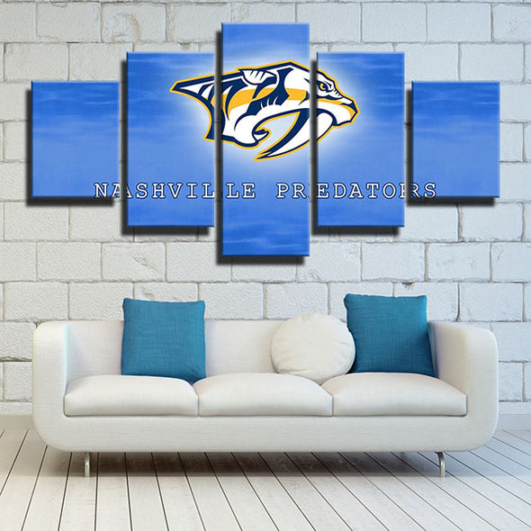 5 piece modern art canvas prints Mustard Cats blue logo wall decor-1219 (1)