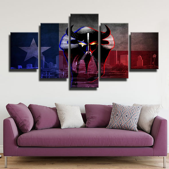 5 piece modern art canvas prints Texans Bull city live room decor-1218 (2)