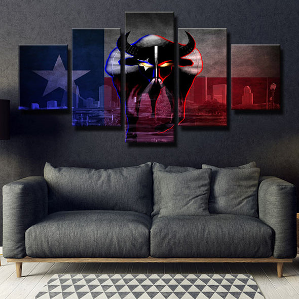 5 piece modern art canvas prints Texans Bull city live room decor-1218 (3)