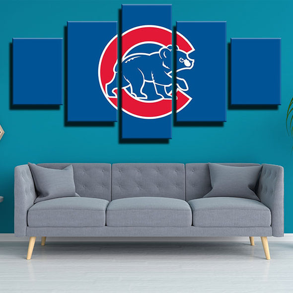 5 piece modern art framed print CCubs Little Bears blue LOGO wall decor-1201 (4)
