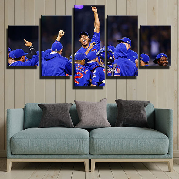 5 piece modern art framed print CCubs MLB 2016 champion home decor-1201 (4)