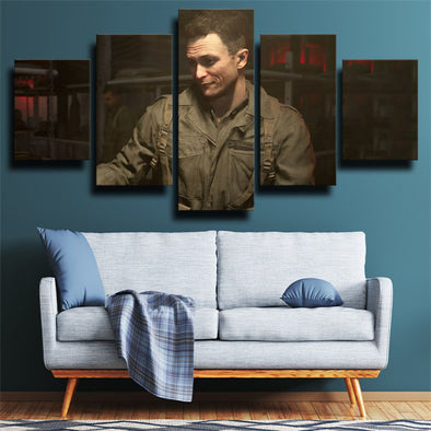 5 piece modern art framed print Call of duty WWII wall decor-1202 (1)