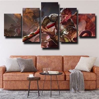 5 piece modern art framed print DOTA 2 Monkey King wall decor-1377 (1)