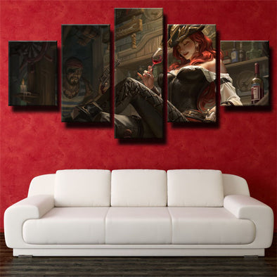 5 piece modern art framed print LOL Miss Fortune live room decor-1200 (1)