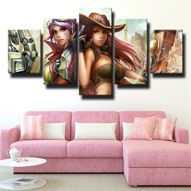 5 piece modern art framed print League Legends Caitlyn decor picture-1200 (1)