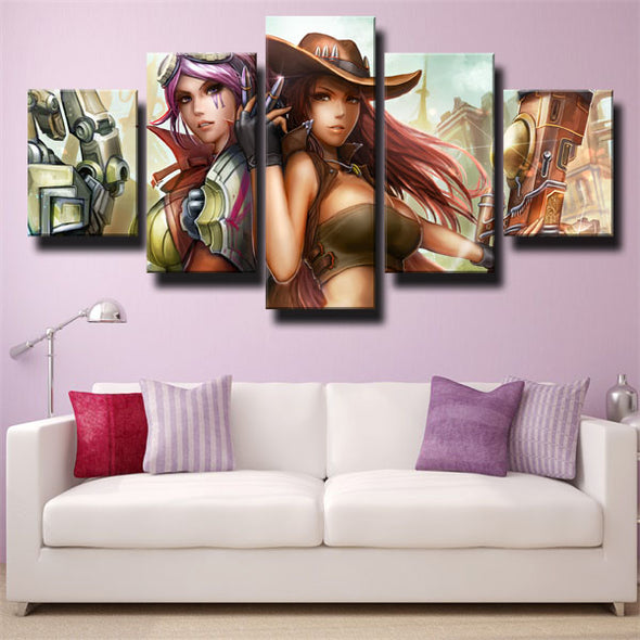 5 piece modern art framed print League Legends Caitlyn decor picture-1200 (2)