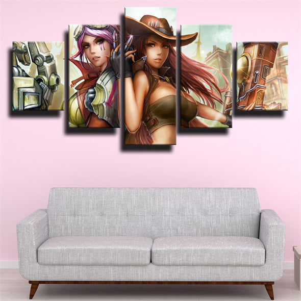 5 piece modern art framed print League Legends Caitlyn decor picture-1200 (3)