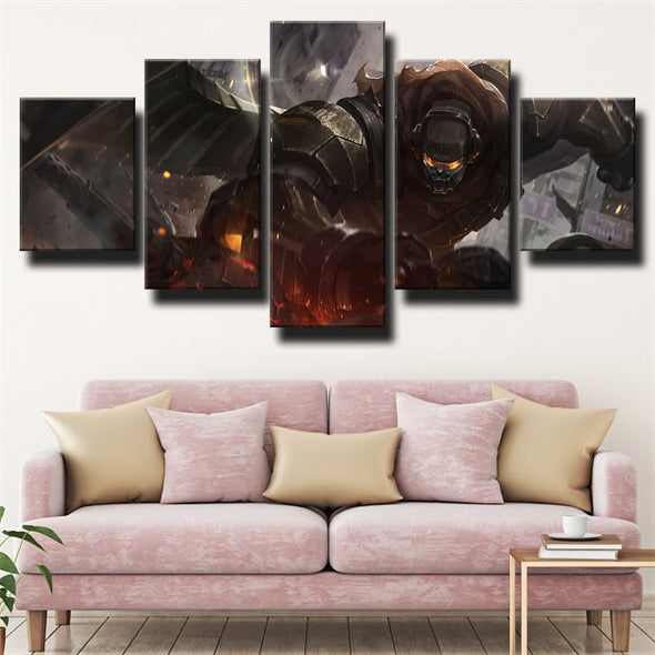 5 piece modern art framed print League Of Legends Galio decor picture-1200 (3)
