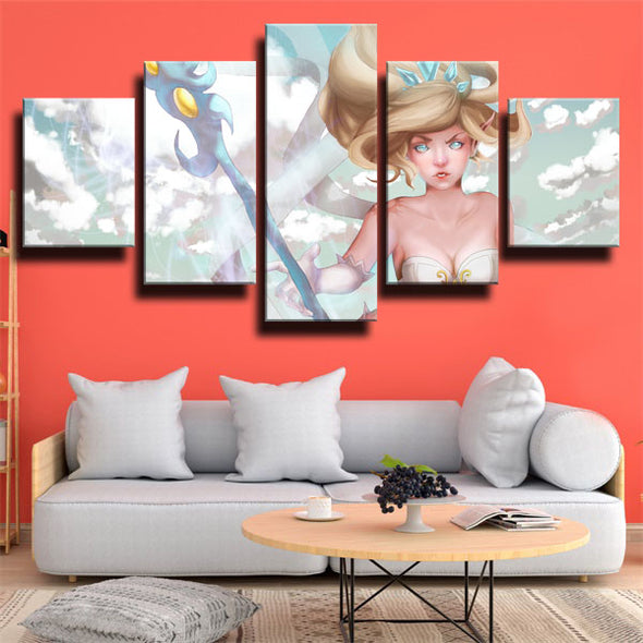 5 piece modern art framed print League Of Legends Janna home decor-1200 (2)