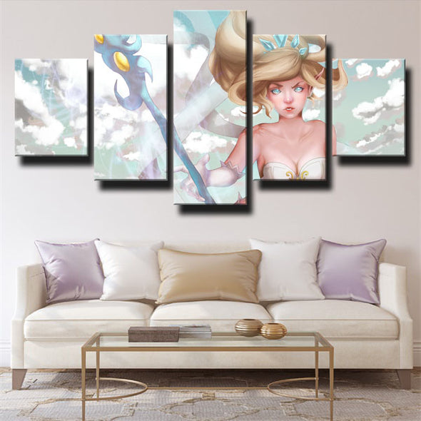 5 piece modern art framed print League Of Legends Janna home decor-1200 (3)