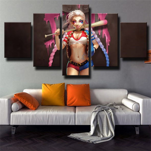 5 piece modern art framed print League Of Legends Jinx home decor-1200 (3)