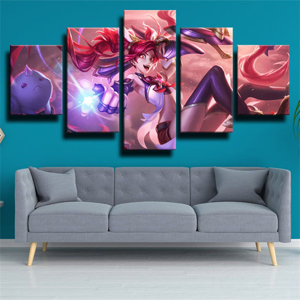 5 piece modern art framed print League Of Legends Jinx wall picture-1200 (2)