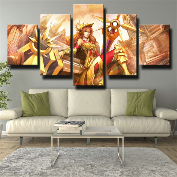 5 piece modern art framed print League Of Legends Leona wall picture-1200 (3)