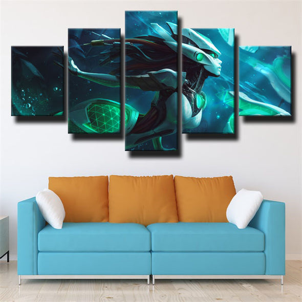 5 piece modern art framed print League Of Legends Nami home decor-1200 (3)