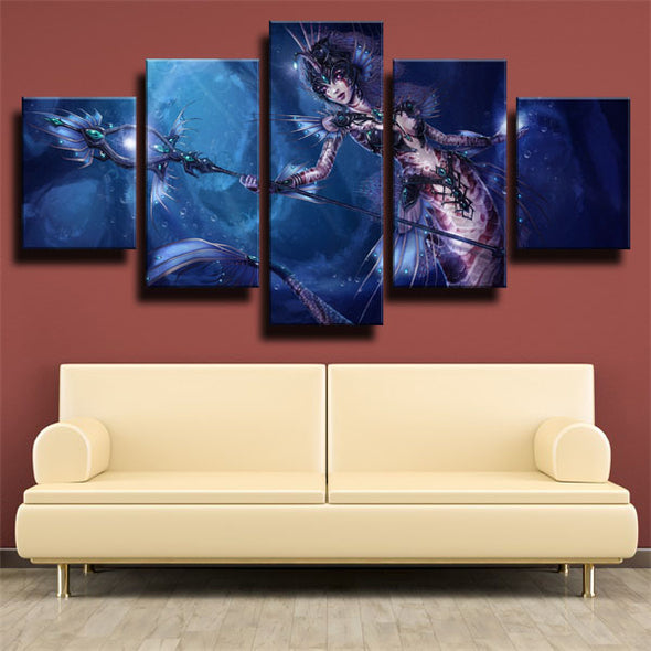 5 piece modern art framed print League Of Legends Nami wall decor-1200 (1)
