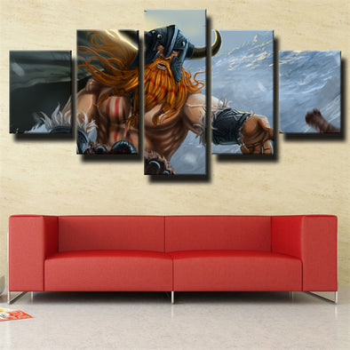 5 piece modern art framed print League of Legends Olaf decor picture-1200 (1)