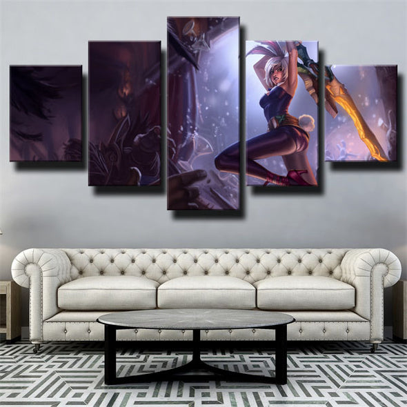 5 piece modern art framed print League of Legends Riven home decor-1200 (1)