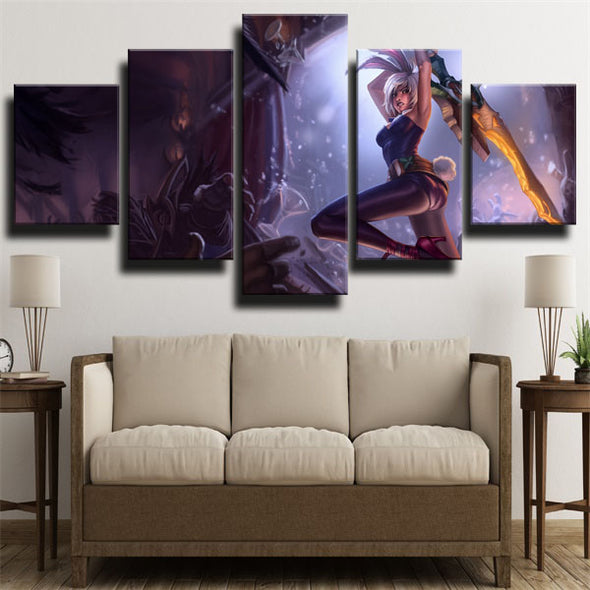 5 piece modern art framed print League of Legends Riven home decor-1200 (3)