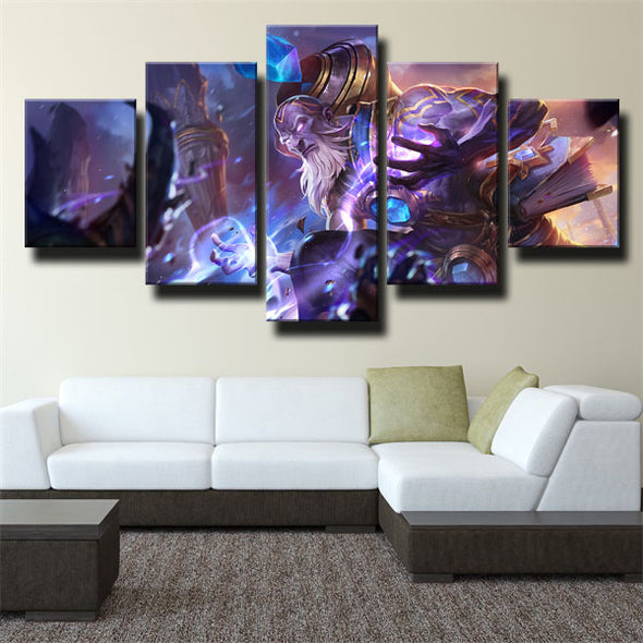 5 piece modern art framed print League of Legends Ryze wall decor-1200 (2)