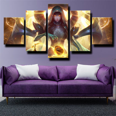 5 piece modern art framed print League of Legends Sona home decor-1200 (1)