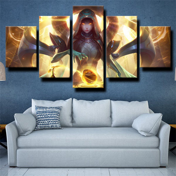 5 piece modern art framed print League of Legends Sona home decor-1200 (3)