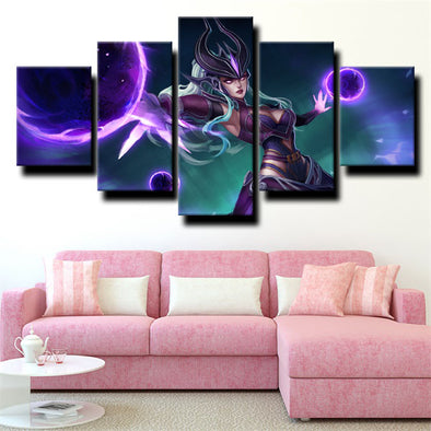 5 piece modern art framed print League of Legends Syndra wall decor-1200 (1)