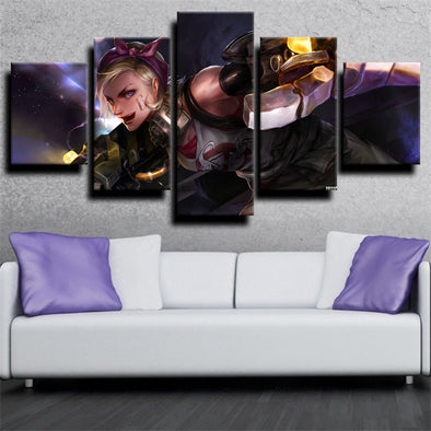 5 piece modern art framed print League of Legends Vi live room decor-1200 (1)