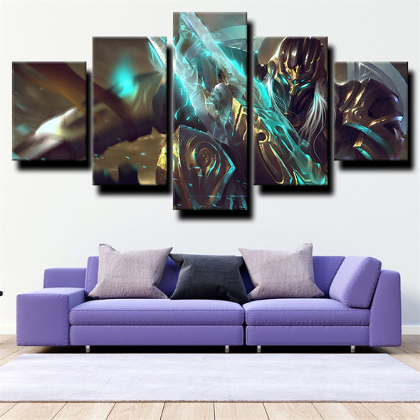 5 piece modern art framed print League of Legends Zed live room decor-1200 (2)