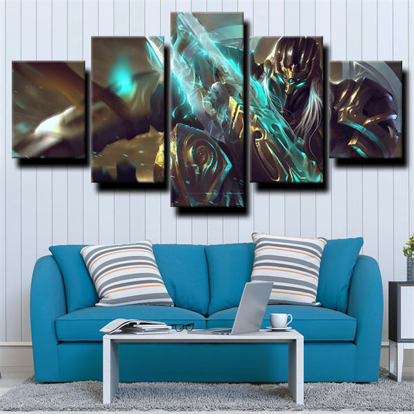 5 piece modern art framed print League of Legends Zed live room decor-1200 (3)