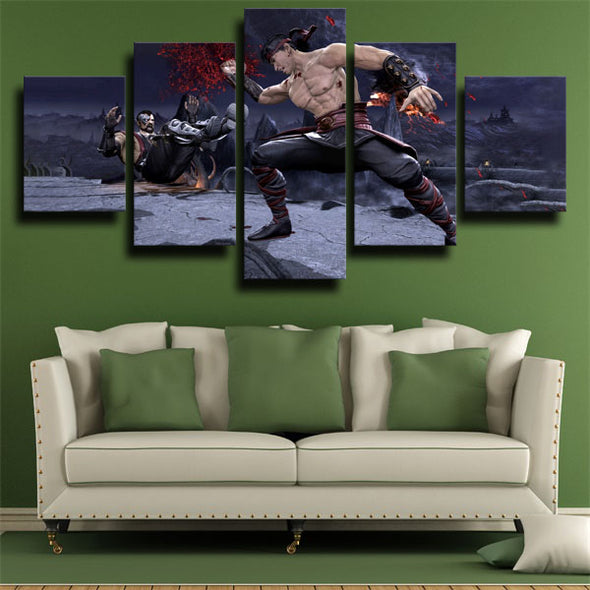 5 piece modern art framed print MKX characters Liu Kang decor picture-1532 (2)