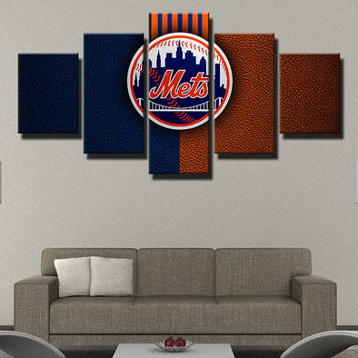 5 piece modern art framed print NY Mets champions logo wall decor-1201 (1)