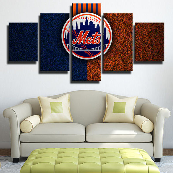 5 piece modern art framed print NY Mets champions logo wall decor-1201 (2)