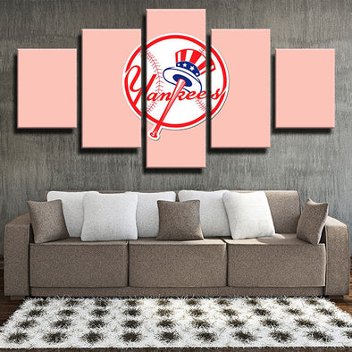 5 piece modern art framed print NY Yankees Pink Mark live room decor-1201 (4)