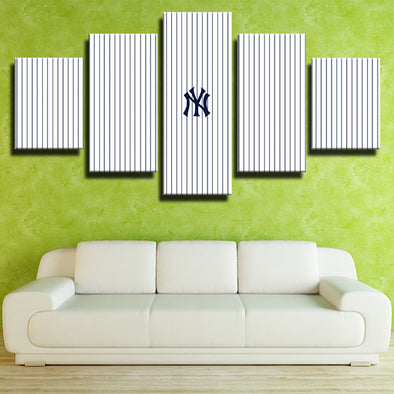 5 piece modern art framed print NY Yankees stripe LOGO home decor-1201 (1)