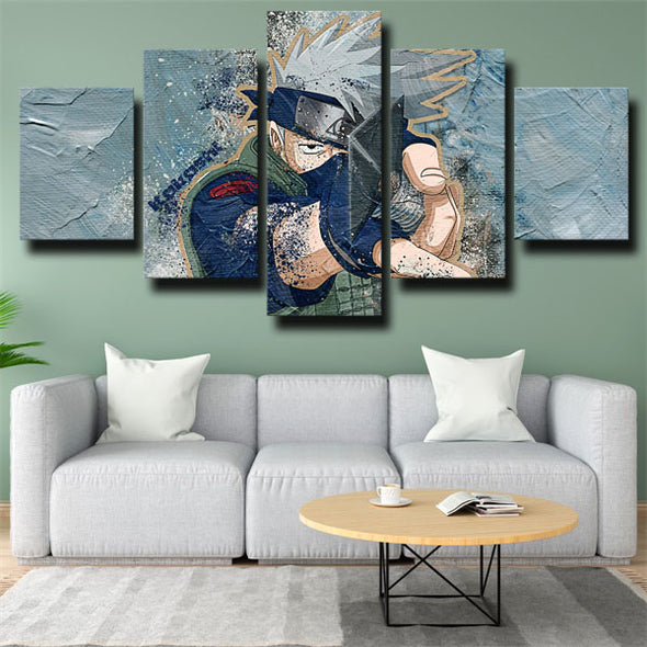 5 piece modern art framed print Naruto Kakashi Hatake live room decor-1729 (2)