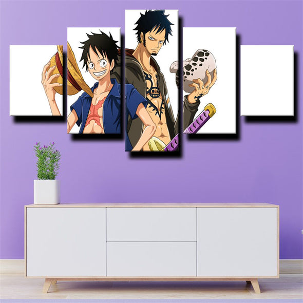 5 piece modern art framed print One Piece Monkey D. Luffy wall decor-1200 (2)