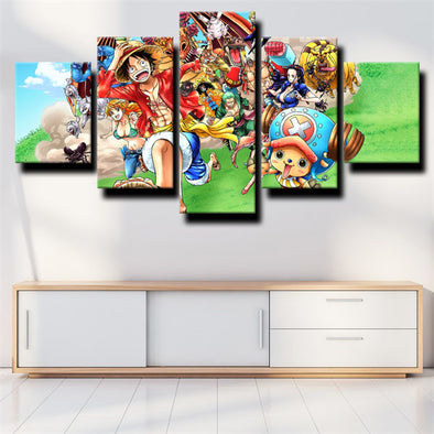 5 piece modern art framed print One Piece Monkey D. Luffy wall picture-1200(1)