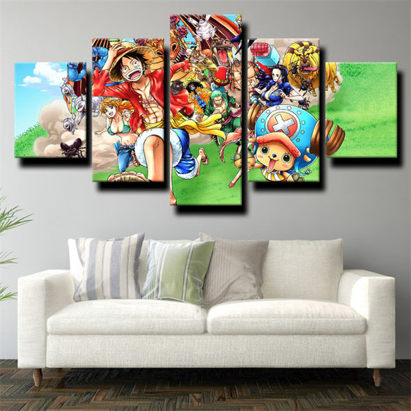 5 piece modern art framed print One Piece Monkey D. Luffy wall picture-1200(3)