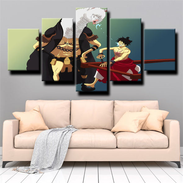 5 piece modern art framed print One Piece Straw Hat Luffy home decor-1200 (3)