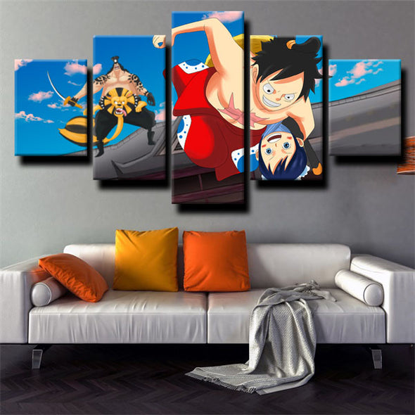 5 piece modern art framed print One Piece Straw Hat Luffy wall picture-1200 (3)