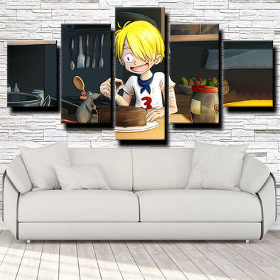 5 piece modern art framed print One Piece Vinsmoke Sanji home decor-1200 (1)
