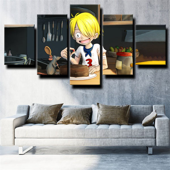 5 piece modern art framed print One Piece Vinsmoke Sanji home decor-1200 (3)