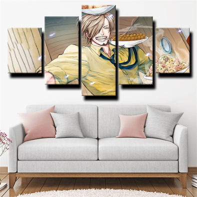 5 piece modern art framed print One Piece Vinsmoke Sanji wall decor-1200 (1)