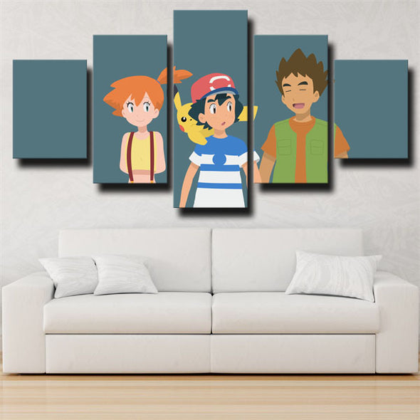 5 piece modern art framed print Pokemon main members wall decor-1806 (2)